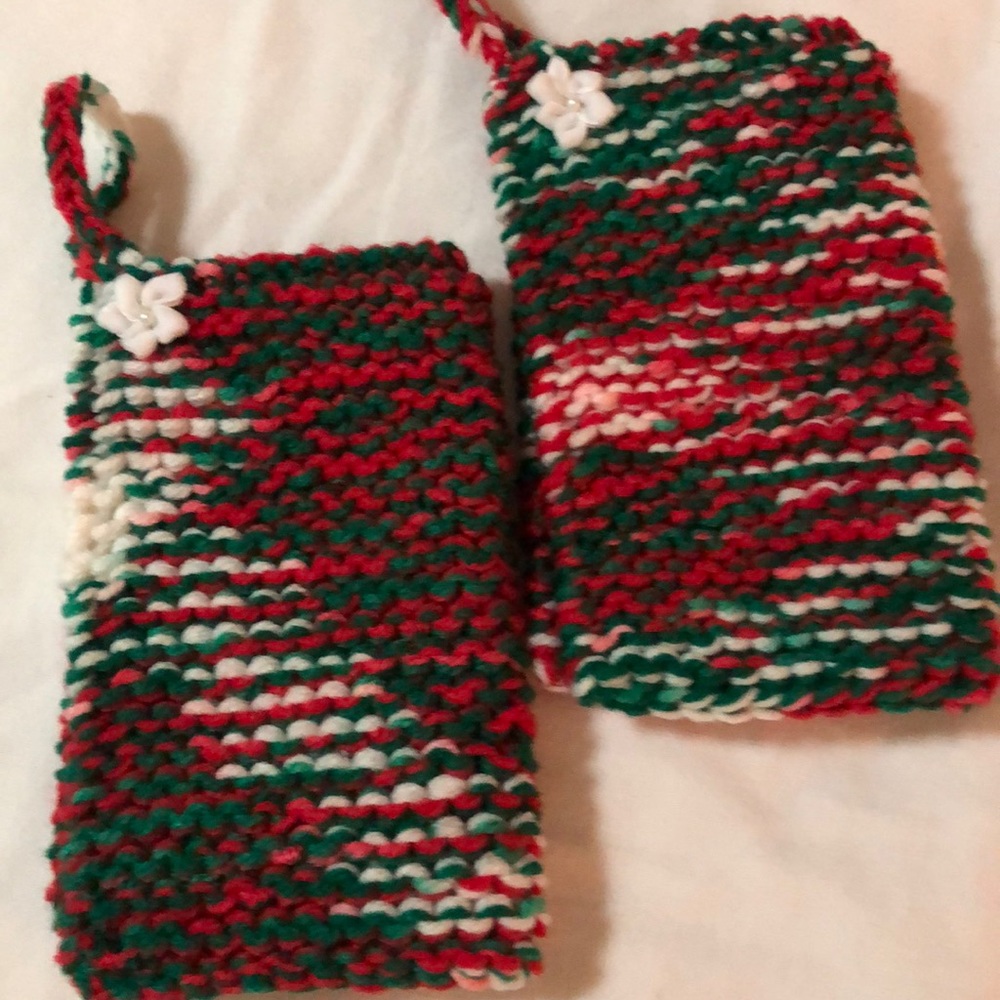 Brand New Hand Knitted Two (2) Potholders.